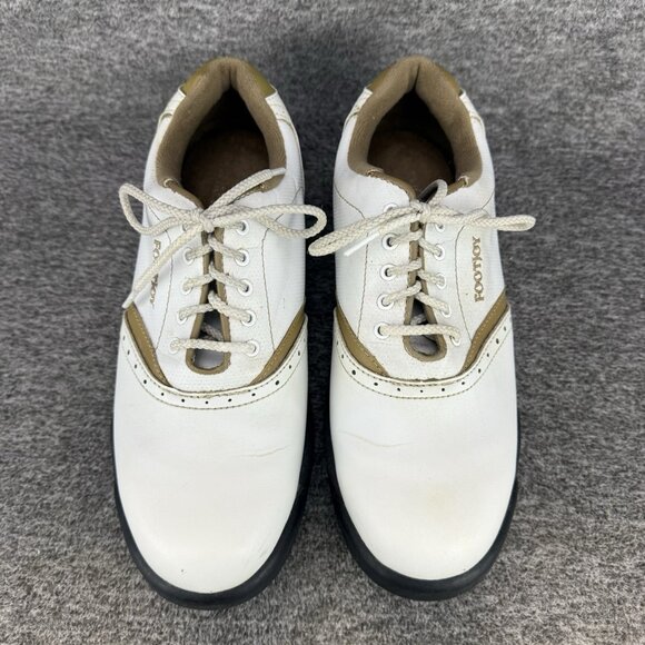 ✅Footjoy FJ Greenjoys 48762 Women's 7M Golf Shoes White Leather Lace Up Athletic - Picture 6 of 10